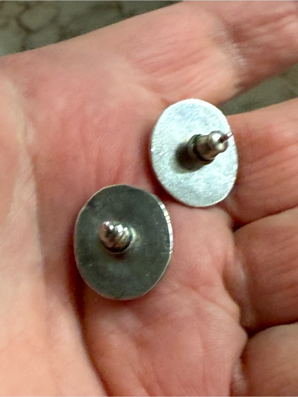 Vintage Navajo Sterling Silver Turquoise Earrings Native American Studs 6 grams - Picture 13 of 15